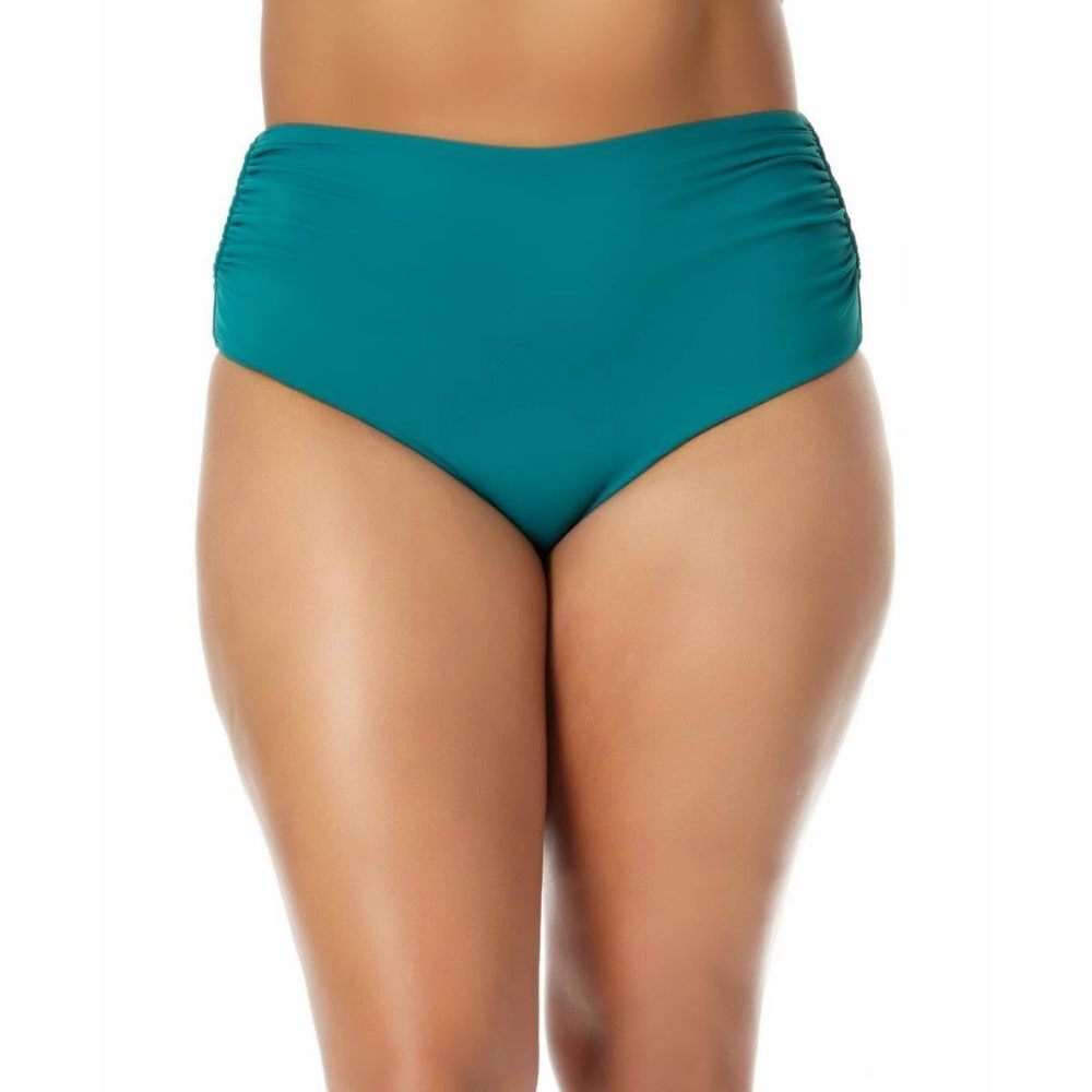 Anne Cole Plus Size Convertible High-Low Shirred Bottoms Ocean Green 20W